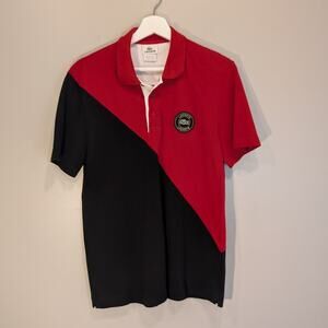 Lacoste Polo Shirt Red Black Block Color Traditional Preppy Coastal - Size 3(S)
